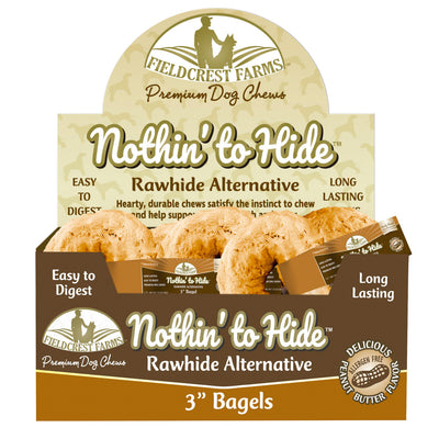 Fieldcrest Farms Nothin' to Hide Peanut Butter Bagels Dog Treat 3in 24pk