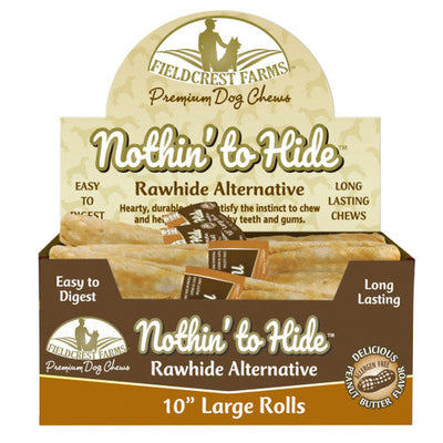 Fieldcrest Farms Nothin’ to Hide Peanut Butter Roll Dog Treat 10in LG 24pk