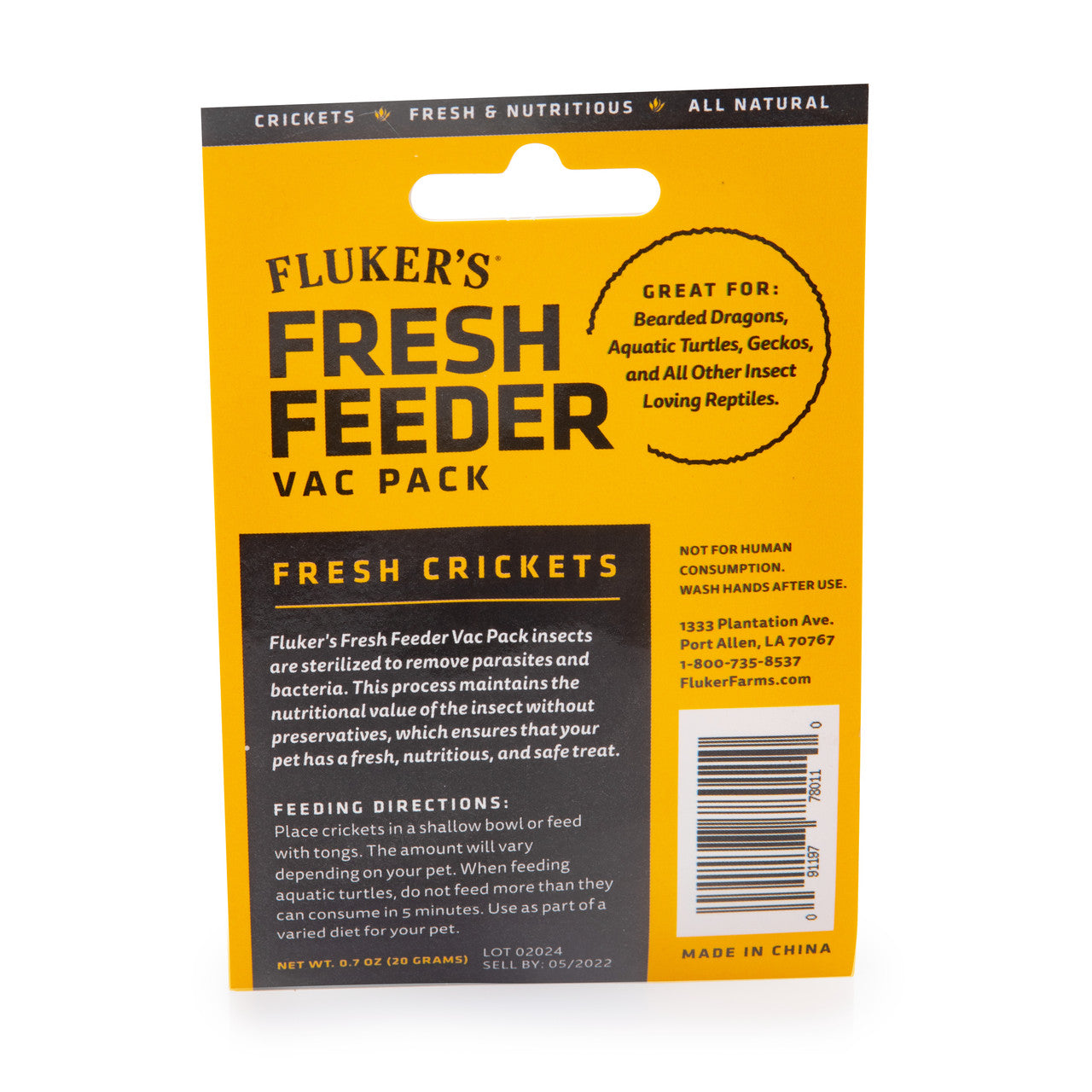 Fluker's Fresh Feeder Vac Pack Reptile Food Crickets .7 Ounces