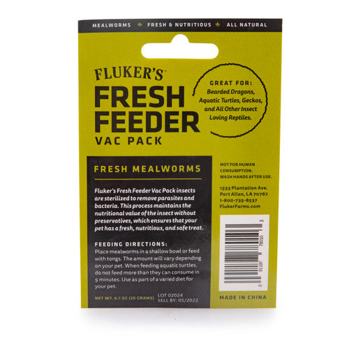 Fluker’s Fresh Feeder Vac Pack Reptile Food Mealworms.7 Ounces