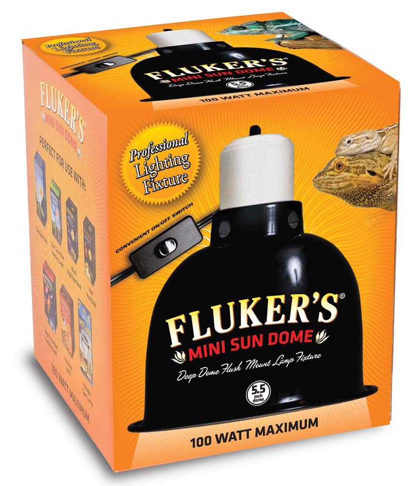 Fluker's Mini Sun Dome Lighting Fixture Black 5.5 in