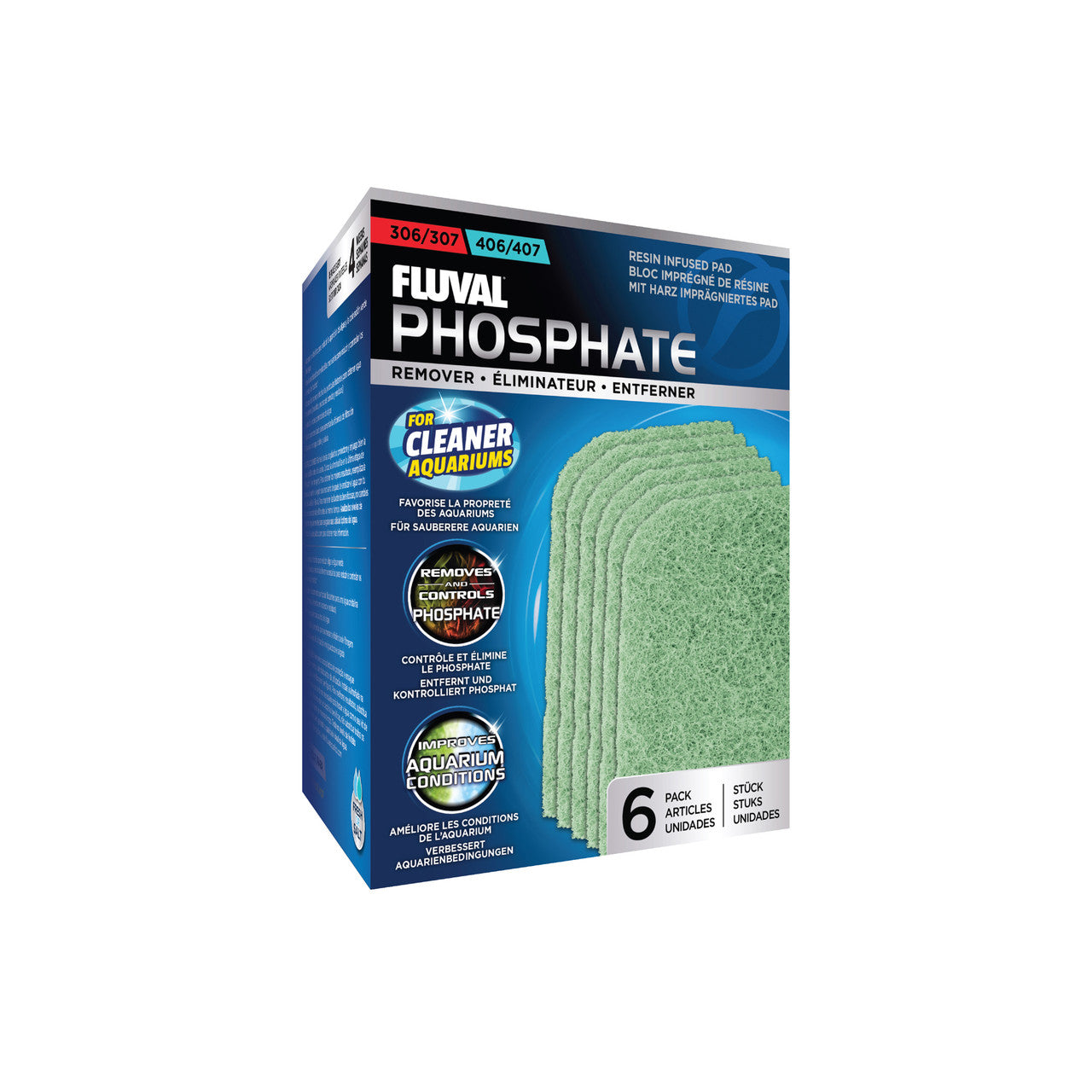 Fluval 307/407 Phosphate Remover Pad, 6 pcs 015561102612