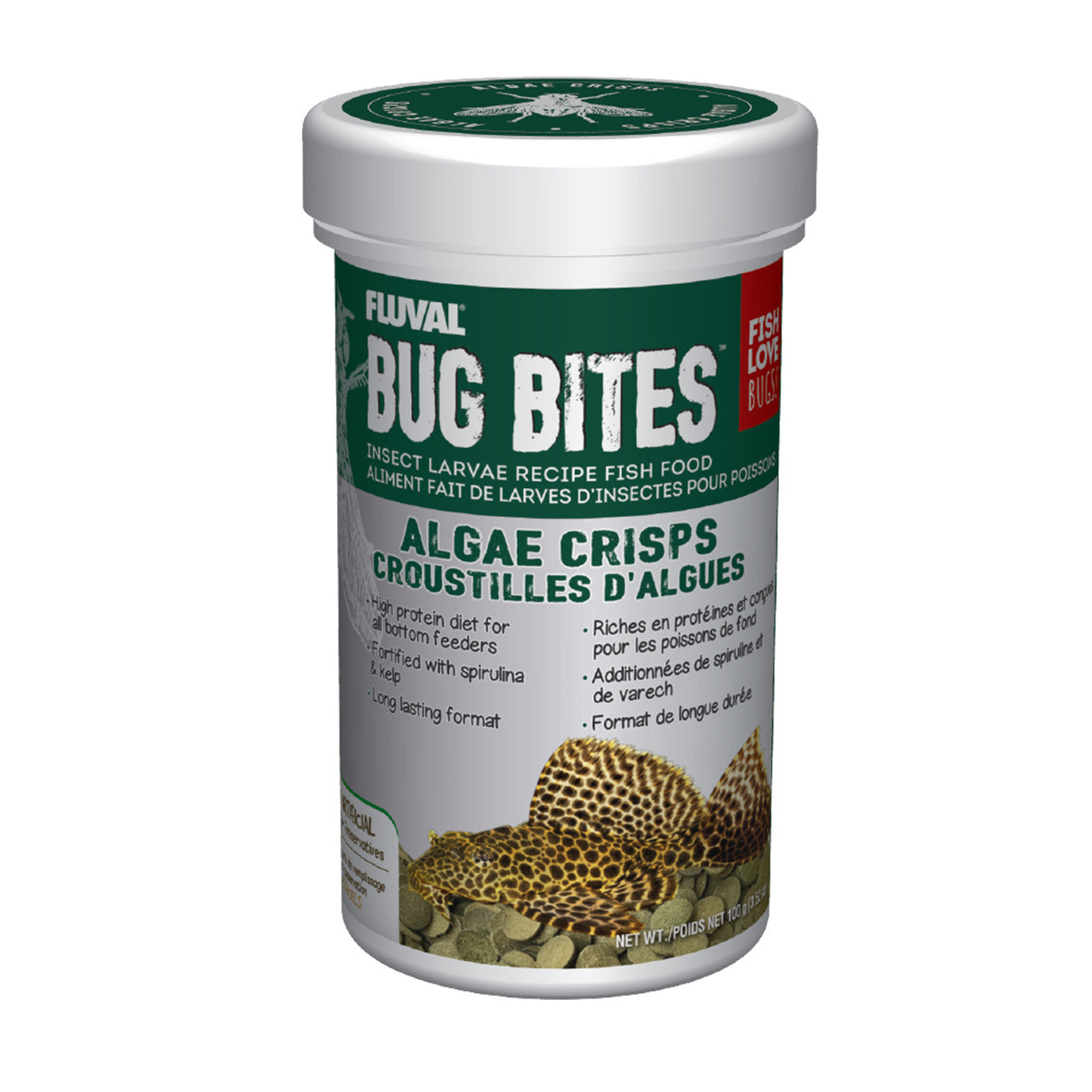 Fluval Bug Bites Algae Crisps 3.53 oz 015561173612