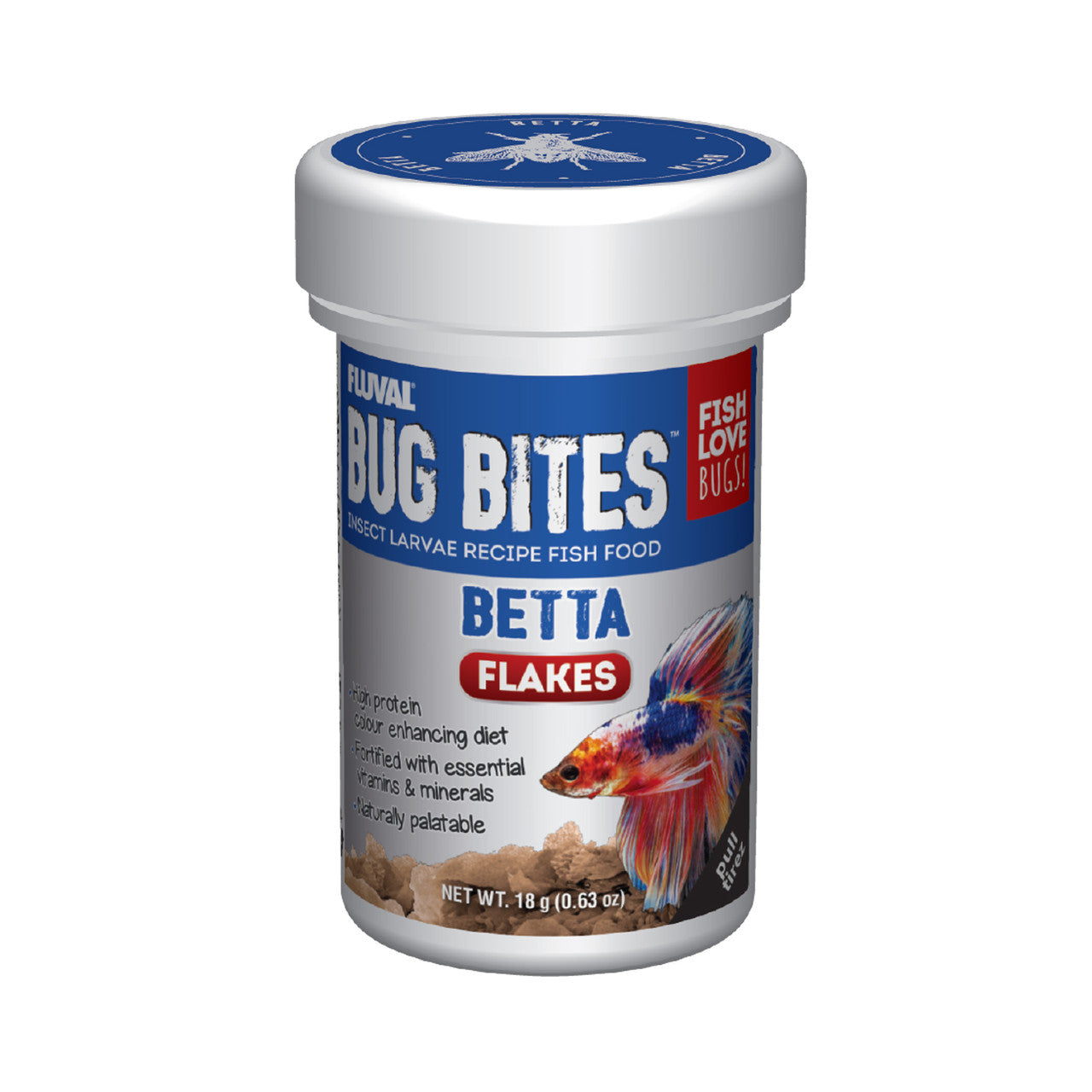 Fluval Bug Bites Betta Color Enhancing Flakes  0.63 oz 015561173667
