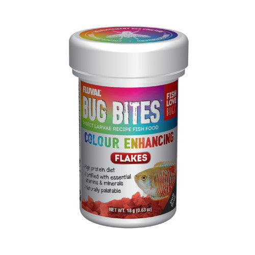 Fluval Bug Bites Color Enhancing Flakes 0.63 oz - Aquarium