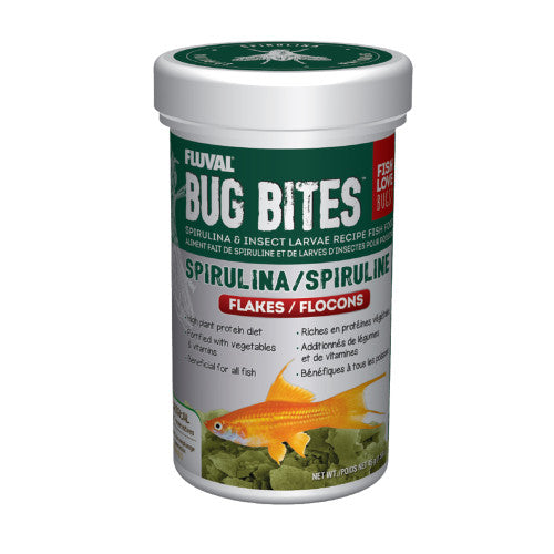 Fluval Bug Bites Spirulina Flakes 1.59 oz - Aquarium