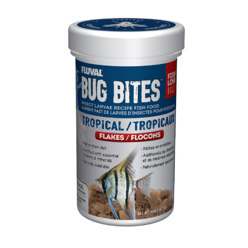 Fluval Bug Bites Tropical Flakes 1.59 oz - Aquarium