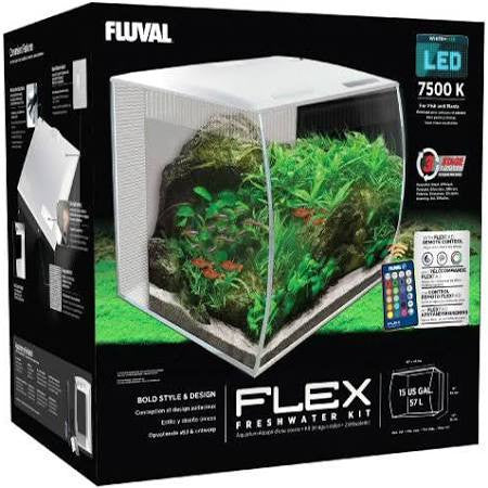 Fluval Flex 9 Gal. Glass Aquarium Kit White 15005 015561150057