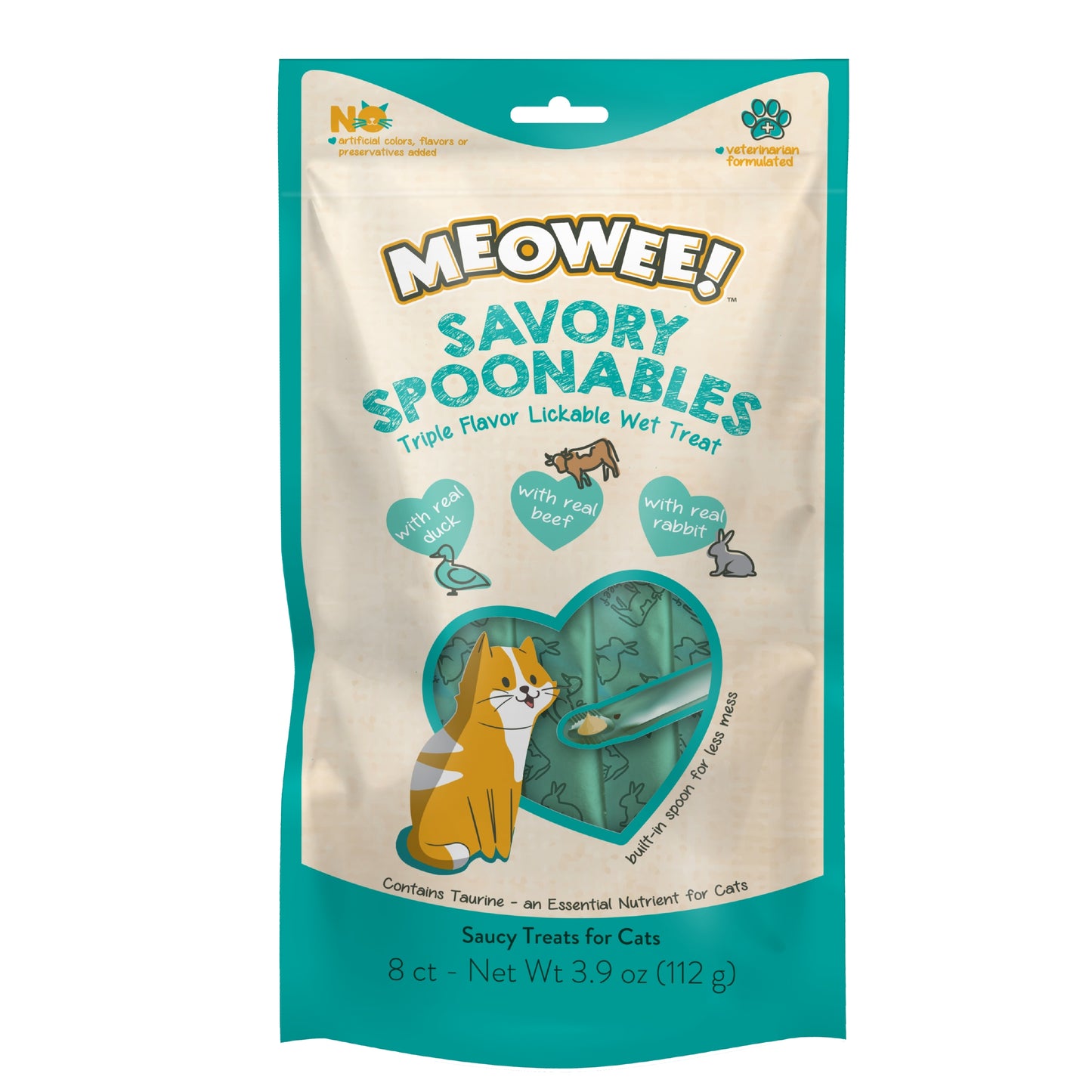 Meowee! Savory Spoonables Cat Treats Duck, Beef, & Rabbit 3.9 oz 615650000029