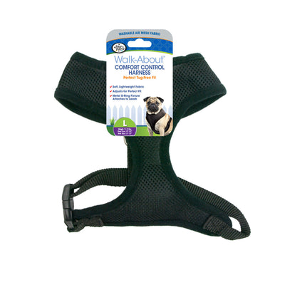 Four Paws Comfort Control Dog Harness Black Large