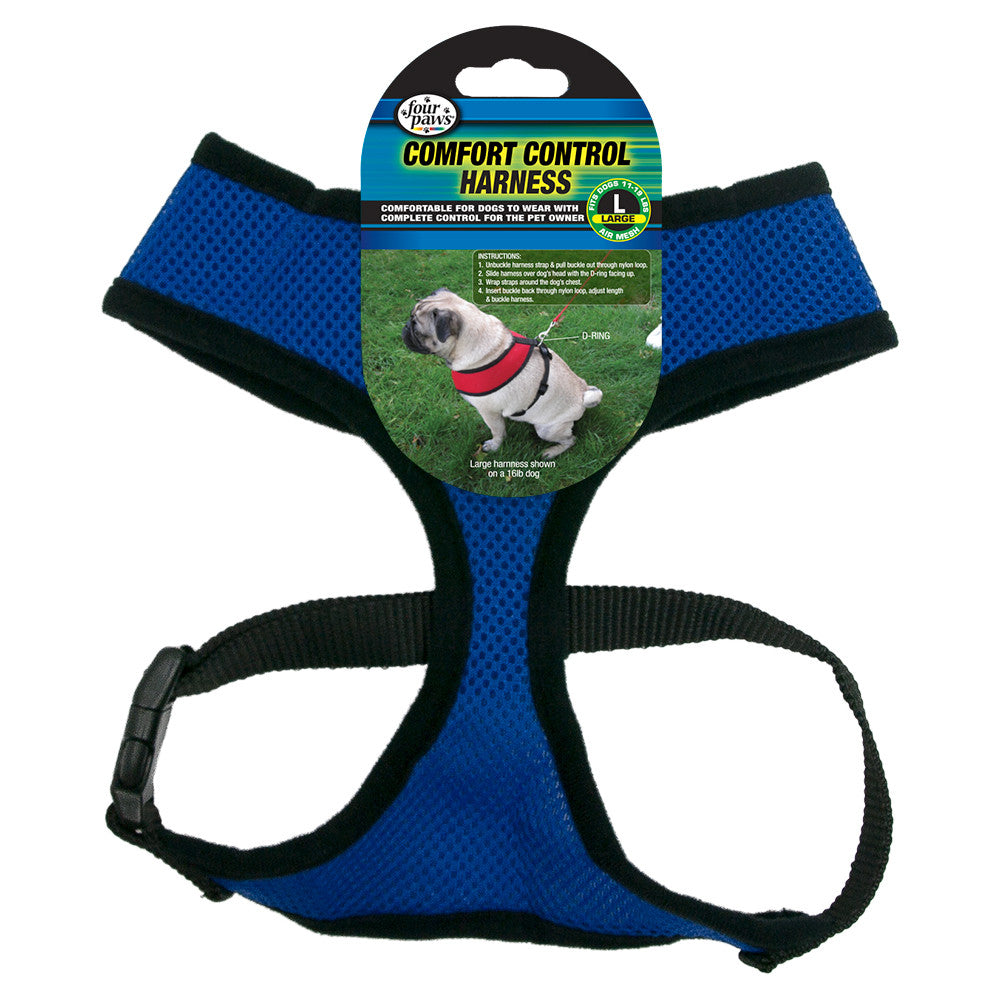 Four Paws Comfort Control Dog Harness Blue Large