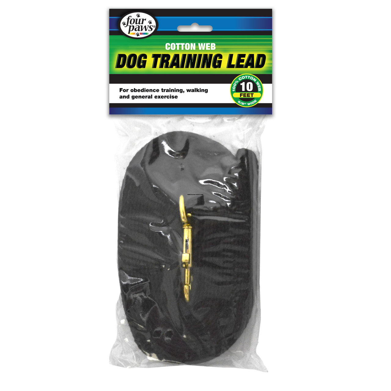 Four Paws Cotton Web Dog Lead Black 10 Feet