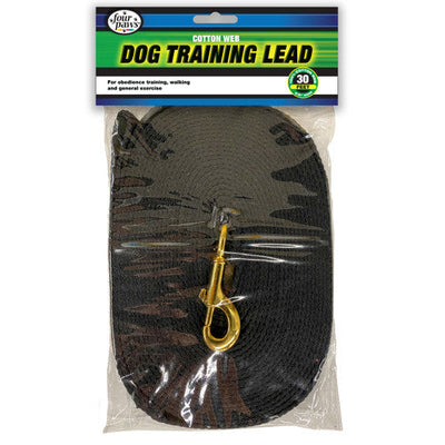 Four Paws Cotton Web Dog Lead Black 30 Feet