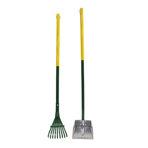 Four Paws Dog Rake & Scooper Set for Pet Waste Pick - up Pan Small 7’ x 38’
