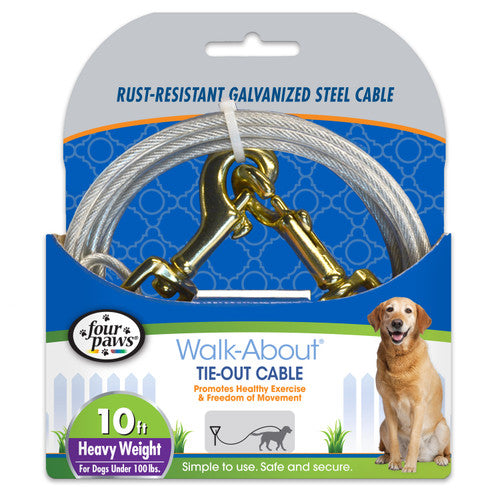 Four Paws Heavy Weight Dog Tie Out Cable Silver 10 Feet