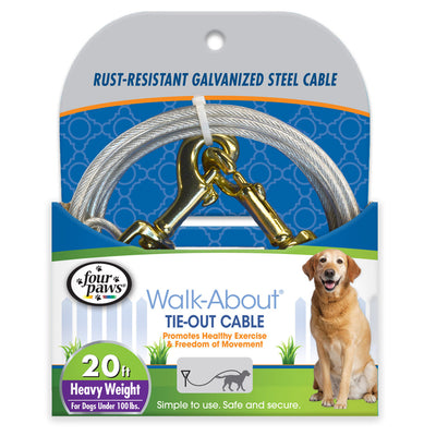 Four Paws Heavy Weight Dog Tie Out Cable Silver 20 Feet