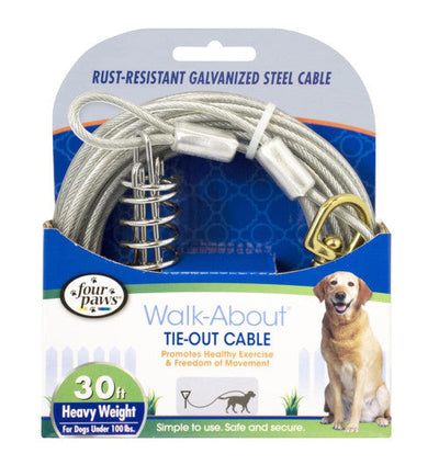 Four Paws Heavy Weight Dog Tie Out Cable Silver 30 Feet