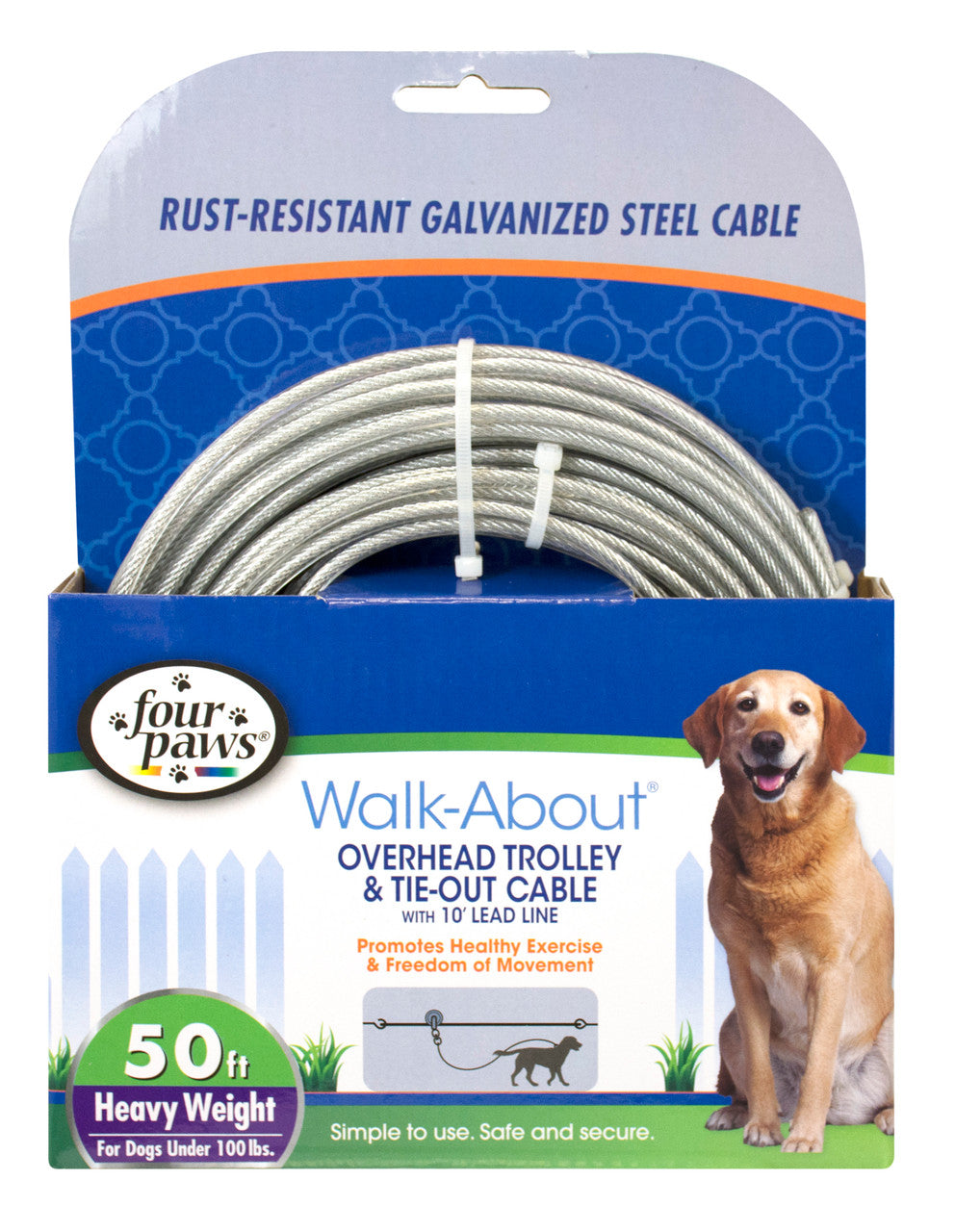 Four Paws Heavy Weight Dog Trolley Exerciser Silver 50 Feet