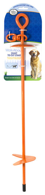 Four Paws Walk - About Dog Tie Out Stake Orange 28’