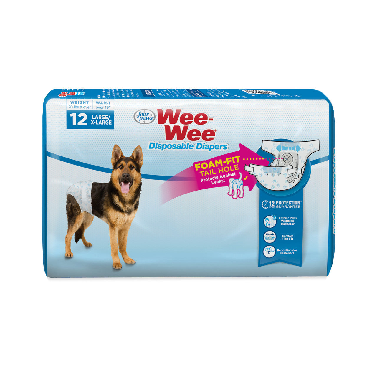 Four Paws Wee-Wee Disposable Dog Diapers Large / X-Large (12 Count)