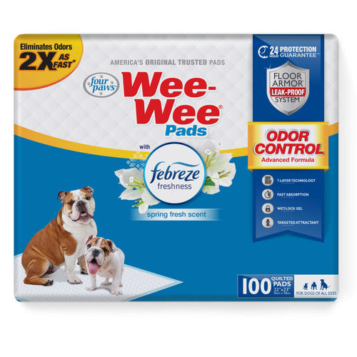 Four Paws Wee - Wee Odor Control Dog Training Pads with Febreze Freshness 100 Count