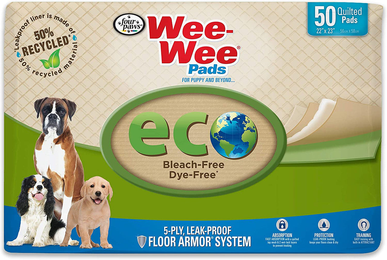 Four Paws Wee-Wee Puppy Pee Pads Eco-Friendly 50 Count