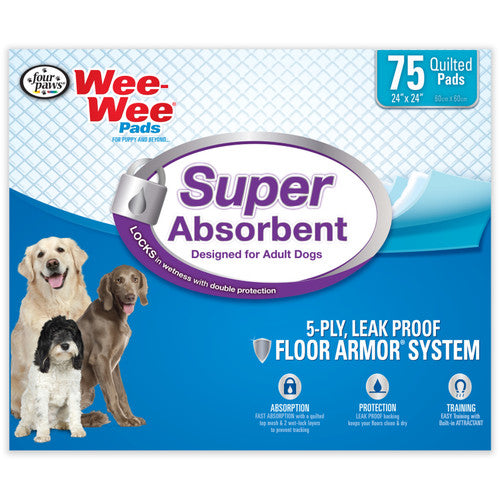 Four Paws Wee - Wee Super Absorbent Pads for Dogs 75 Count - Dog