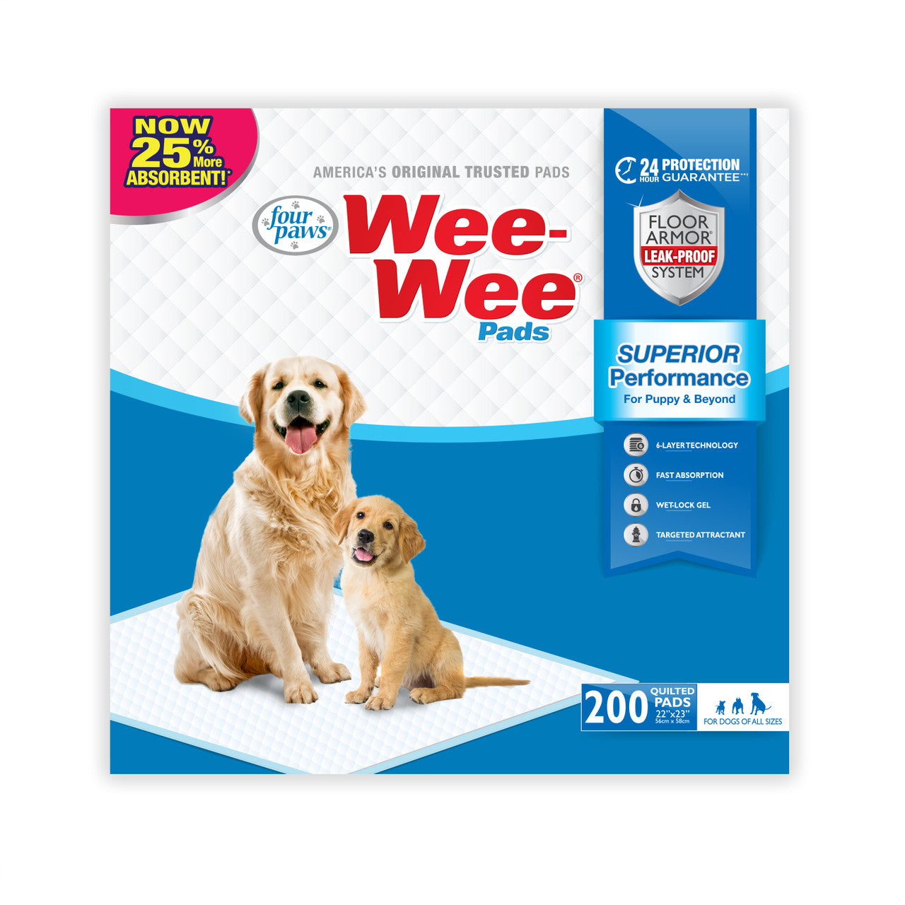 Four Paws Four Paws Wee-Wee Superior Performance Dog Pee Pads Standard 200 Count