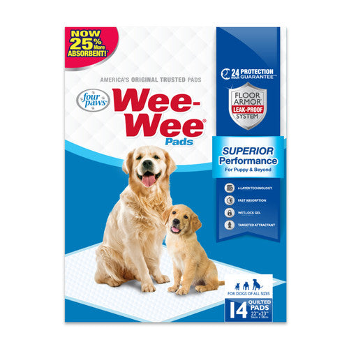Four Paws Wee - Wee Superior Performance Puppy & Dog Training Pads 14 Count Standard 22’ x 23’