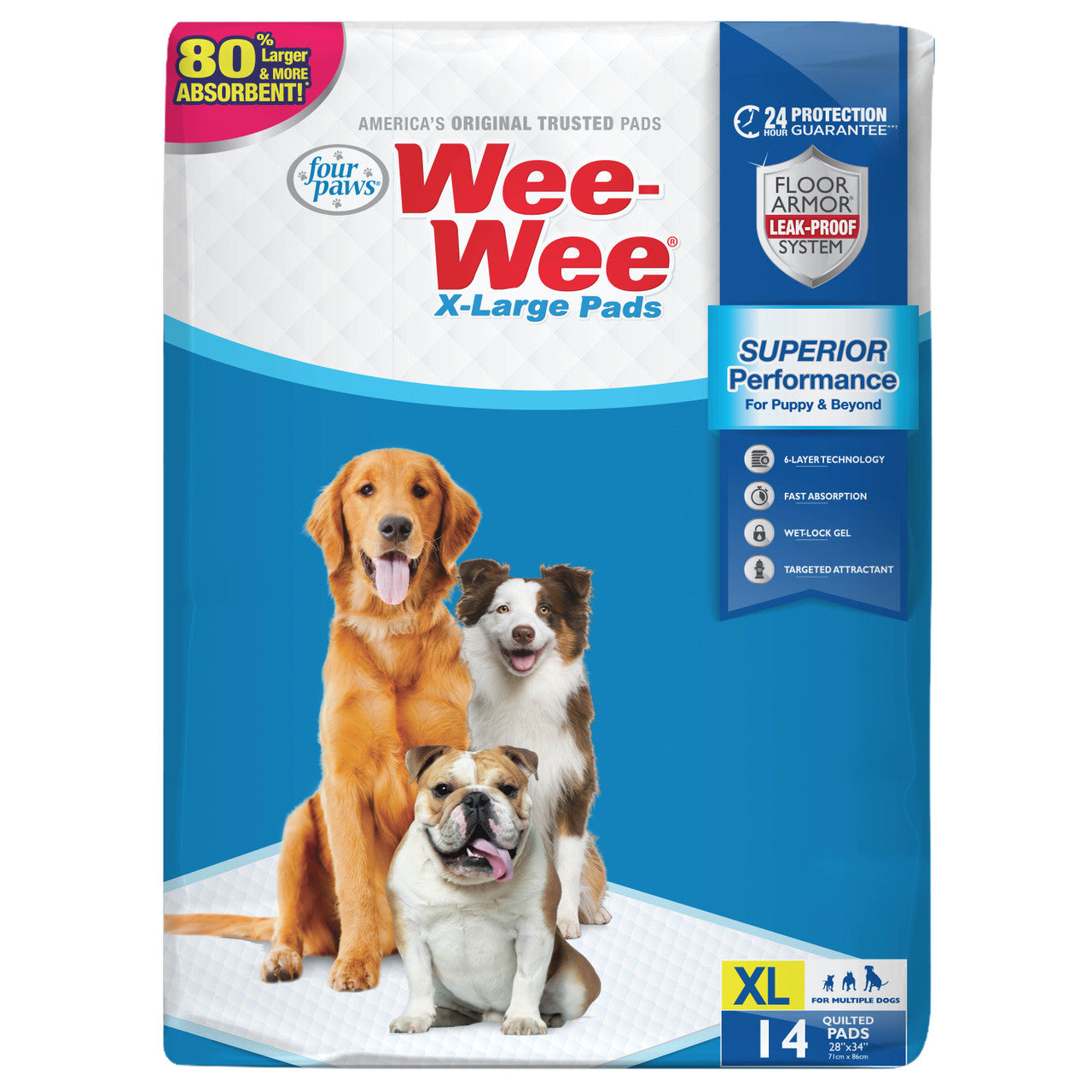Four Paws Four Paws Wee-Wee Superior Performance X-Large Dog Pee Pads XL 14 Count