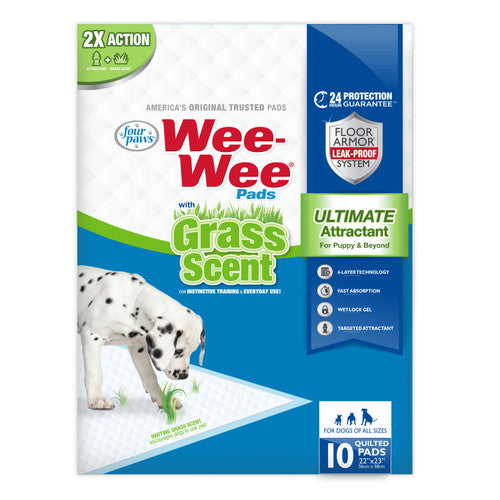Four Paws Wee - Wee Ultimate Attractant Dog Pee Pads with Grass Scent Scented 10 Count