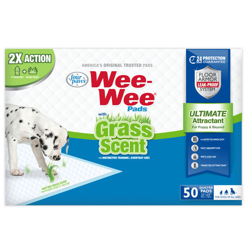 Four Paws Wee - Wee Ultimate Attractant Dog Pee Pads with Grass Scent Scented 50 Count