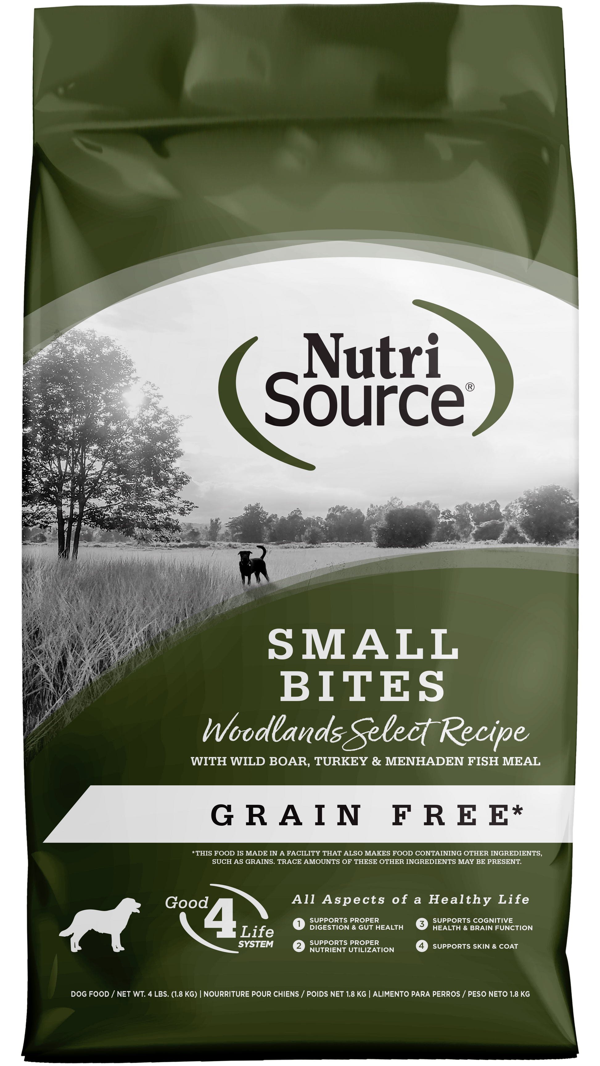 NutriSource Select Recipe Small Bites Grain Free Dry Dog Food Woodlands Select 4 lb 073893299899