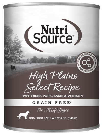 NutriSource Select Recipe Grain Free Canned Dog Food High Plains Select 12ea/12.3 oz 073893021209