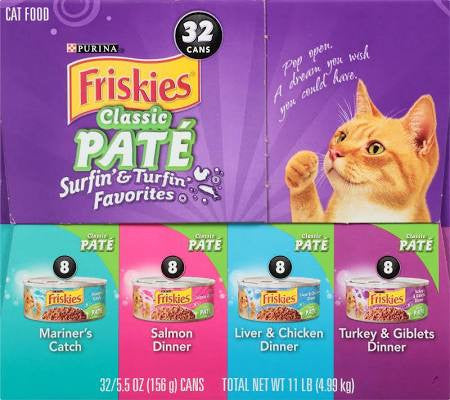 Surfin - Turfin Favorites Variety Pack Includes: 8-5.5 Oz. Cans Of Classic Pate Mariner's Catch, 8-5.5 Oz. Cans Of Classic Pate Liver - Chicken Dinner, 8-5.5 Oz. Cans Of Classic Pate Turkey - Giblets Dinner, 8-5.5 Oz. Cans Of Classic Pate Salm
