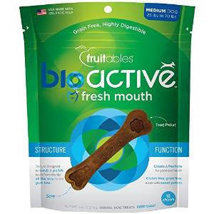 Fruitables BioActive Fresh Mouth Dental Chews Medium 10 ct Pouch 10.8Z C=8 {L + 1x} 953056 - Dog