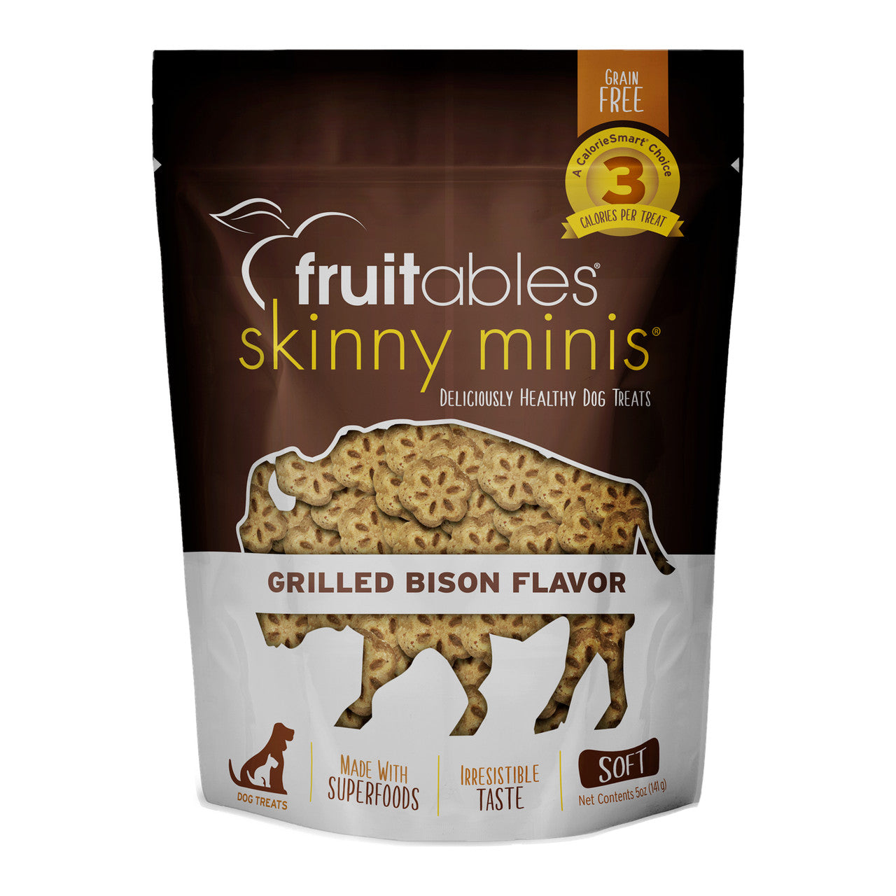 Fruitables Skinny Minis Soft Dog Treats Grilled Bison 5oz