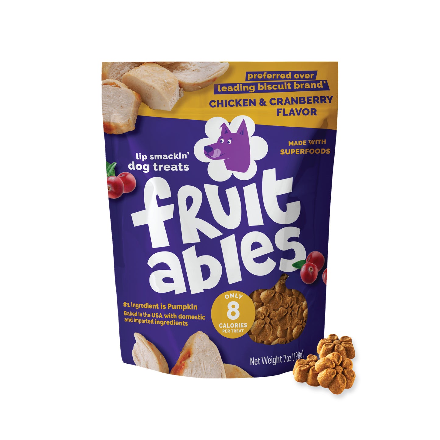 Fruitables Baked Dog Treats Chicken & Cranberry 7 oz 686960002638