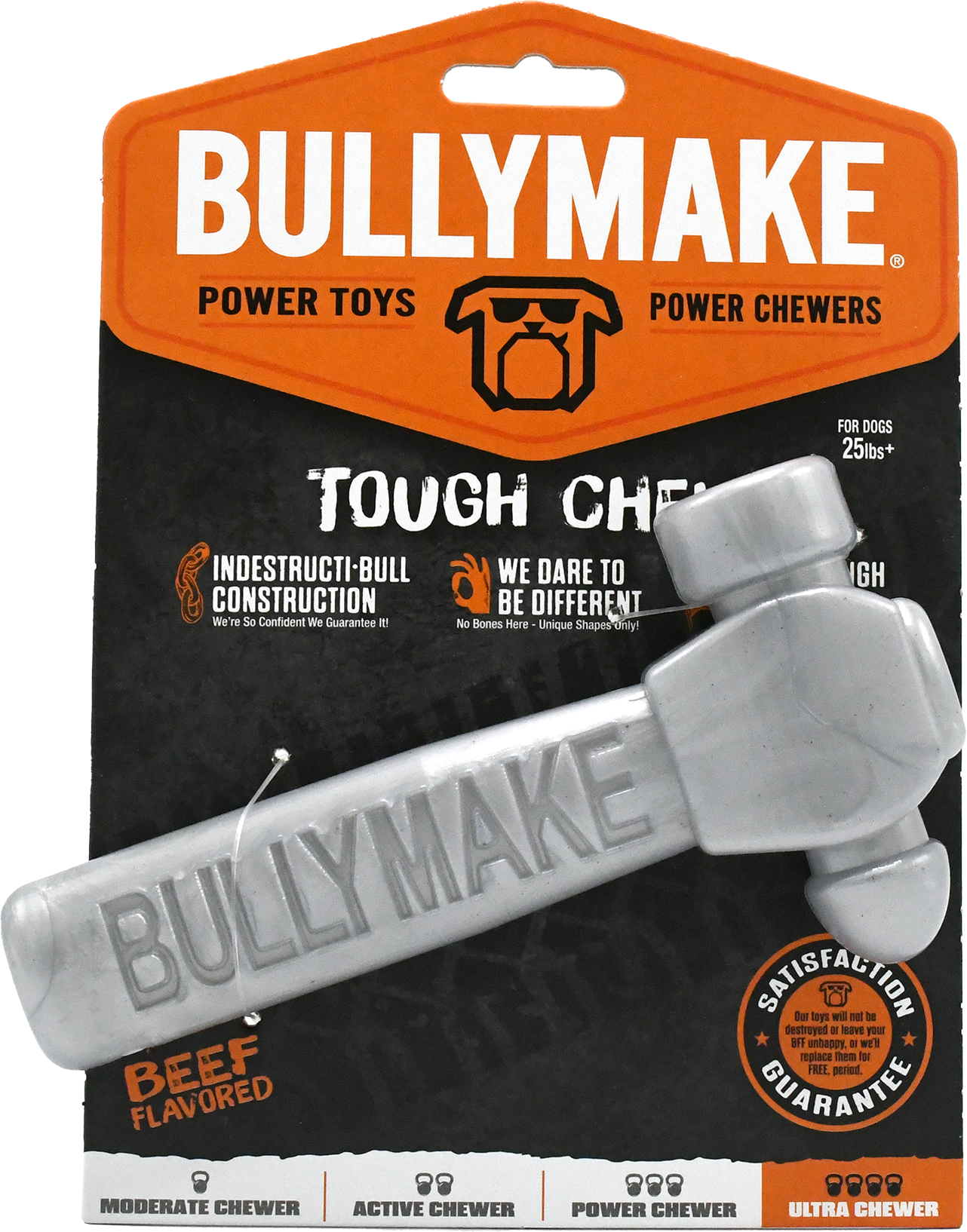BullyMake Toss n' Treat Flavored Dog Chew Toy Hammer Beef 669125001677