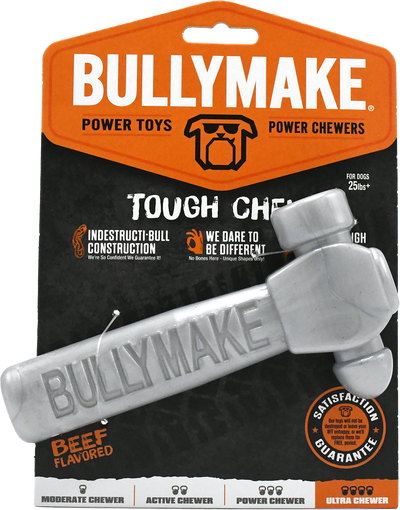 BullyMake Toss n' Treat Flavored Dog Chew Toy Hammer Beef 669125001677