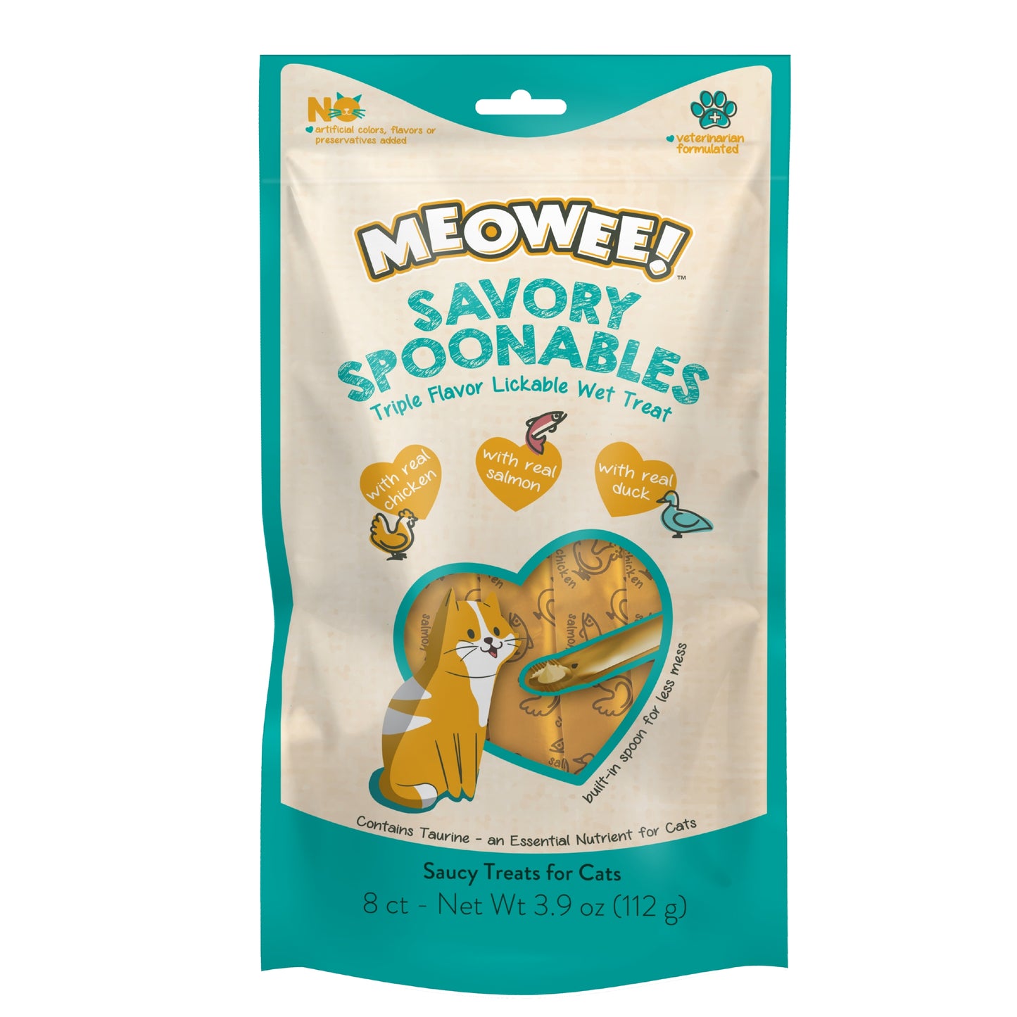 Meowee! Savory Spoonables Cat Treats Salmon, Chicken, & Duck 3.9 oz 615650000067