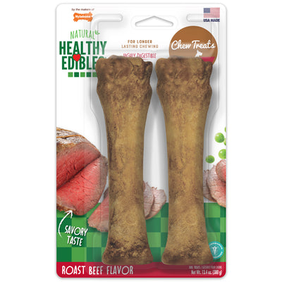 Nylabone Healthy Edibles All-Natural Long Lasting Chew Treats Roast Beef X-Large (2 ct) 018214851493