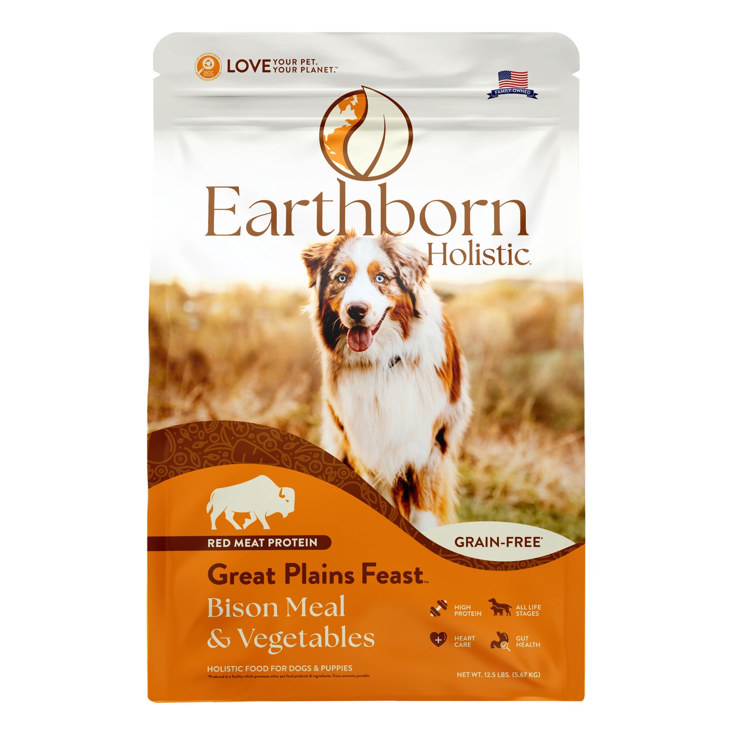 Earthborn Holistic Great Plains Feast Grain-Free Dry Dog Food Bison Meal & Vegetables 12.5 lb 034846540116