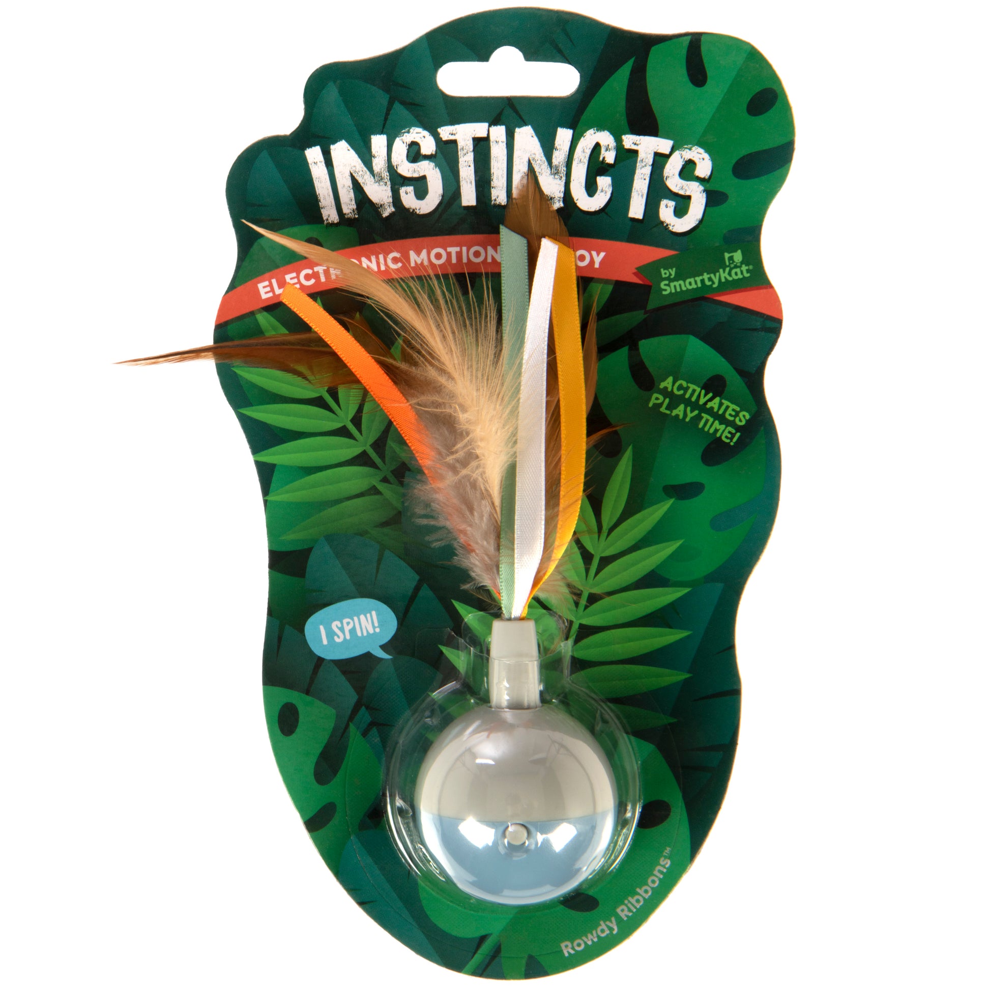 SmartyKat Rowdy Ribbons Electronic Motion Spinning Ball Cat Toy Electronic 786306420628