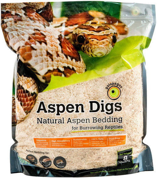 Galapagos Aspen Digs Natural Bedding Substrate Tan 8 qt - Reptile