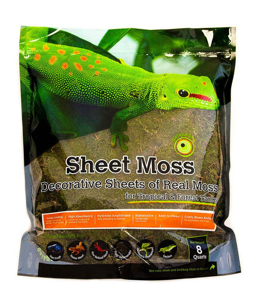 Galapagos Sheet Moss Decorative of Real Substrate Fresh Green 8 qt - Reptile
