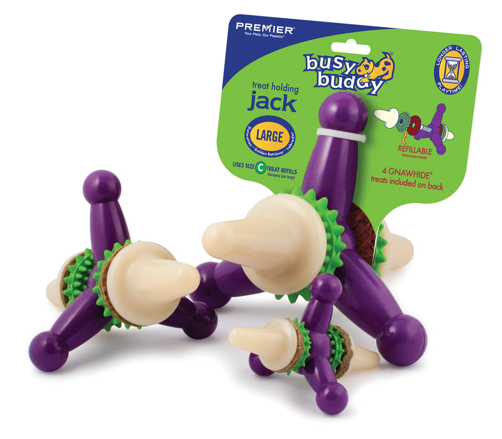 Busy Buddy Jack Dog Toy Purple/White Large 759023093376
