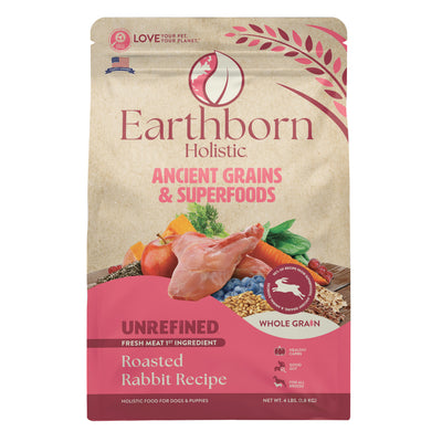 Earthborn Holistic Unrefined Ancient Grains & Superfoods Dry Dog Food Roasted Rabbit 4 lb 034846540819