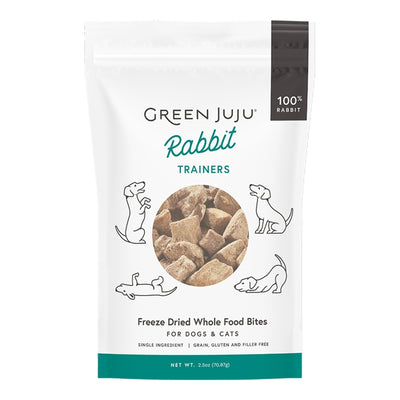 Green Juju Rabbit Trainers package for dogs and cats on a white background