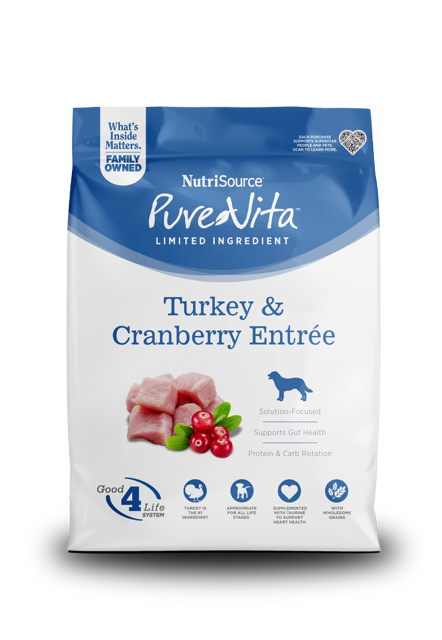 NutriSource PureVita LID Dry Dog Food Turkey & Cranberry 25 lb 073893179184